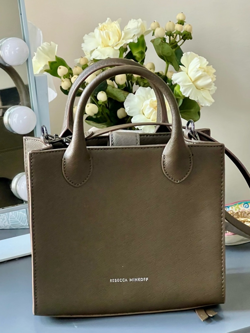 Rebecca Minkoff Olive Leather Top-Handle Tote - like new
